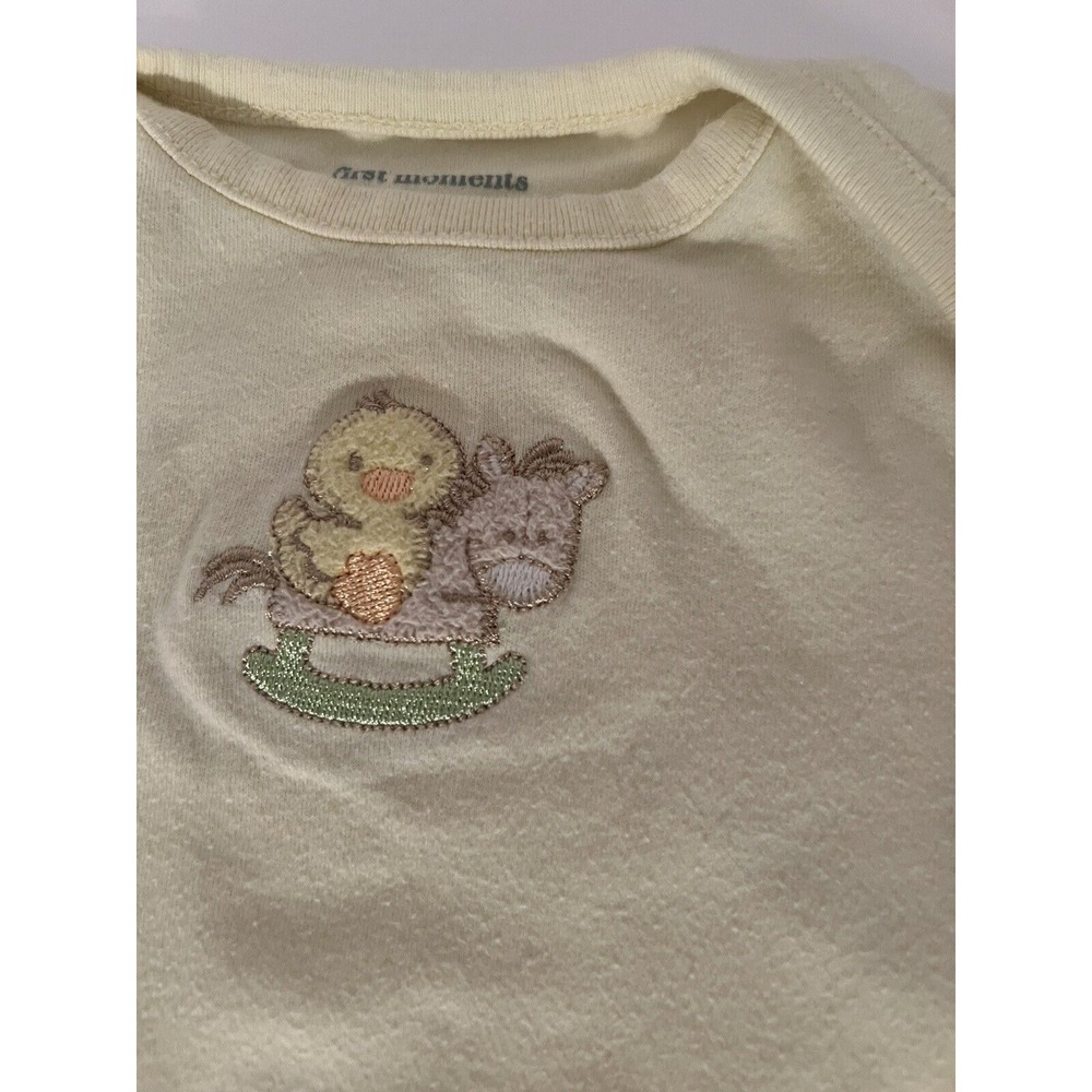 First Moments Ivory Sleepsack W/ A Duckie On A Rocking Horse 0-3 Months